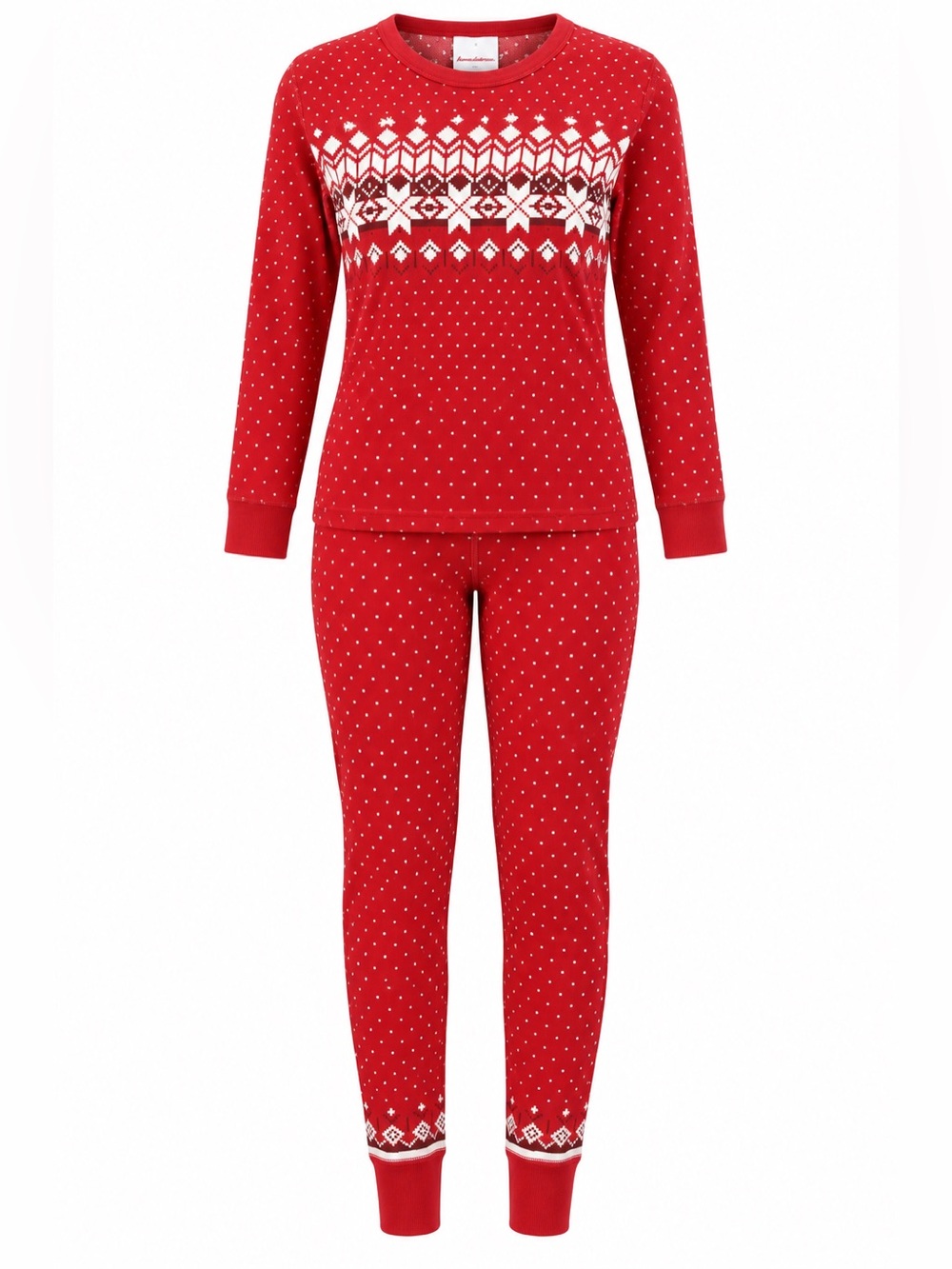 Hanna Andersson Ribbon Red Fairisle Pajama Set size Large Unisex